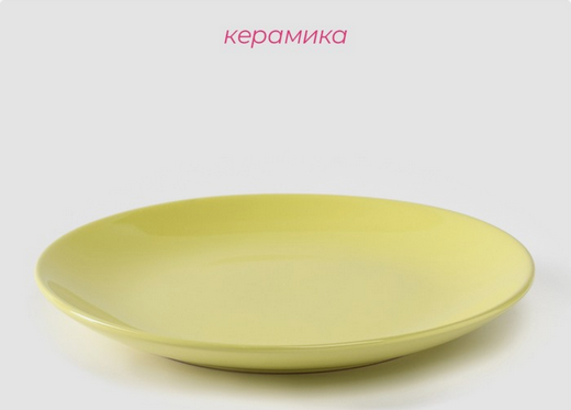 Тарелка керамическая Пастель Жёлтая Арт-5046398 D-19см
