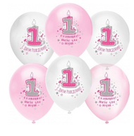 Шар 12/30см пастель 1 Годик для Девочки 1уп/25шт Арт 812222