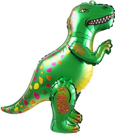 Шар фольгированный 25/64см ходячая фигура Динозавр Аллозавр зеленый