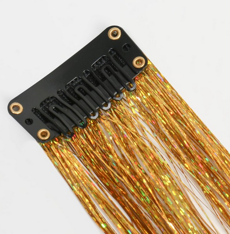 Цветная прядь Дождик на заколке Золото 50см Арт-7721080