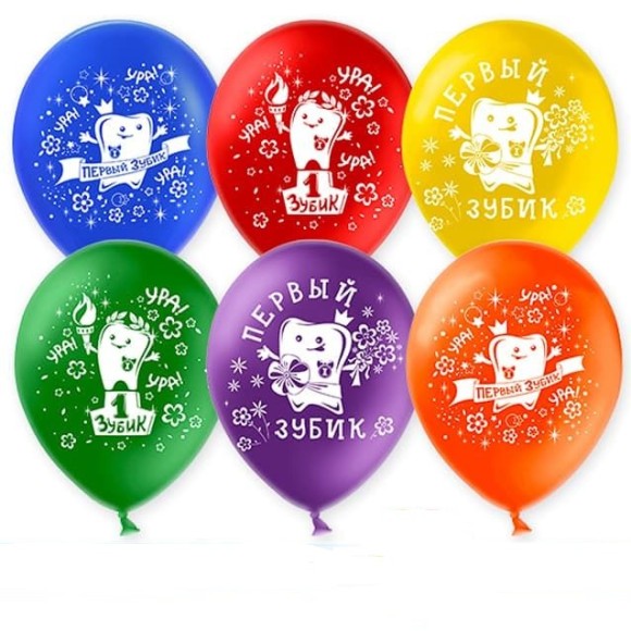 Шар латексный 12/30см пастель Первый зубик 1уп/100шт Арт 612596