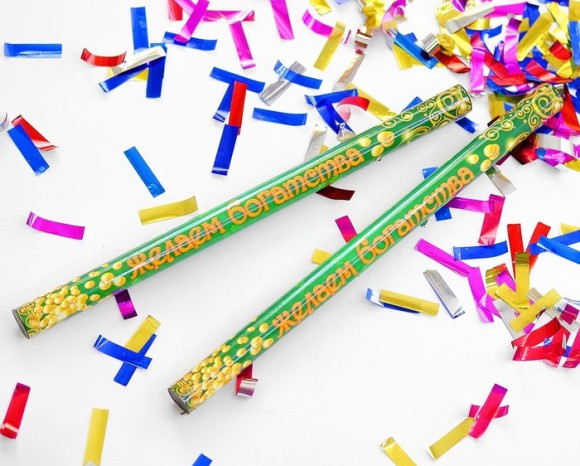 Палочка конфетти 35см Желаем счастья, успехов, богатства! (набор 2шт) 326575