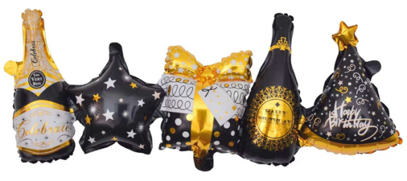 Гирлянда из шаров 41/104см С Днем Рождения черный/золото Арт 19939