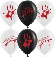 Шар латексный 12/30см пастель Кровавые ладошки черный/белый 1уп/25шт Арт 612918