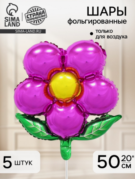 Набор шаров Цветок Фуксия 5шт фольга 20/50см Арт-10948961