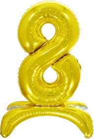 Шар ЦИФРА фольгированный № 8 32"81см на подставке Золото