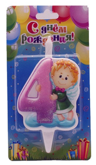 Свеча Цифра 4 Ангелок 3544