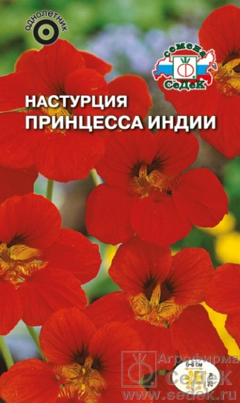 Цветы Настурция Принцесса Индии ЦВ/П (СЕДЕК) красный однолетник 25см