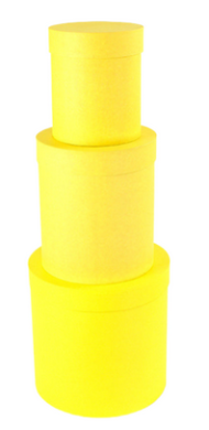 Набор коробок Круглых Однотон 3шт Жёлтые (H25см W26см)(H23см W20см)(H18см W16см)