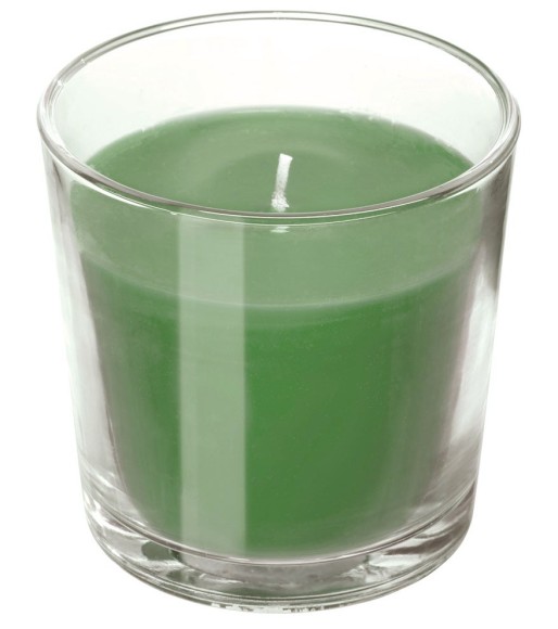 Свеча в стекле Зелёная 8,5*7,8см 19000212490611