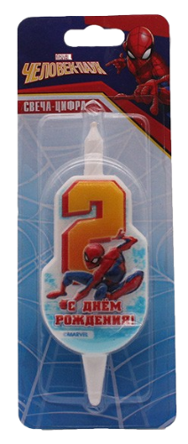 Свеча Цифра 2 Человек-паук 3512