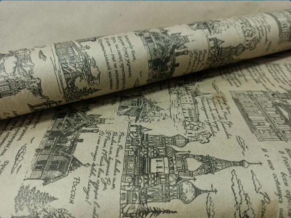 Бумага крафт Русь чёрный на коричневом 70см*10м