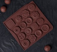 Форма силиконовая для Льда Пуговки 16 ячеек 17*16*0,4см Доляна Арт-2854853