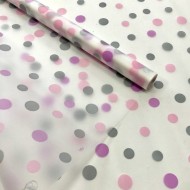 Пленка матовая Трехцветный Горох Картопак Розовый-ЯР.Фиолетовый-Серый 70см/200гр