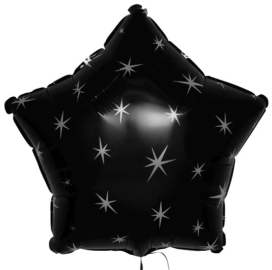 Шар фольгированный Звезда Серебряные искры черный 18/46см
