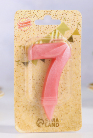 Свеча цифра 7 Грань Розовая Арт-7188