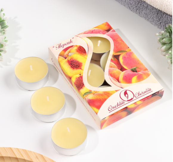 Свеча гильза Ароматизир Персик Набор 6шт*12гр