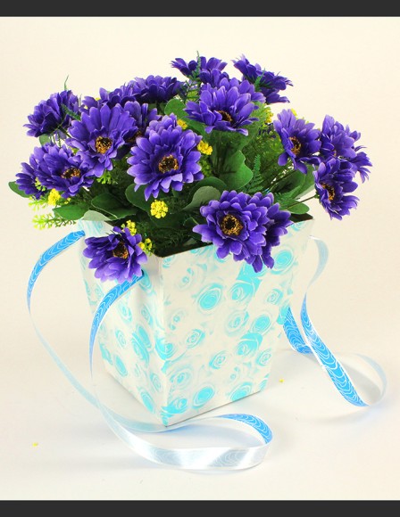 Коробка для Горшечн и Срезочн цветов Розы Голубая L18см W18см H20см