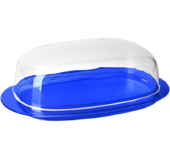 Маслёнка пластиковая Кристалл Синяя Прозрачная М-1126 (М-пл)