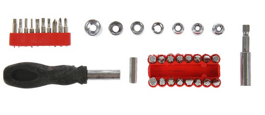 Отвертка с набором бит и головок LOM 36 предметов Арт-2276011