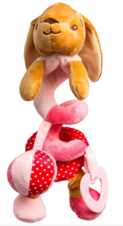 Растяжка-спираль с погремушкой на кроватку/коляску Зайка розовая 26-50см Арт-5047673