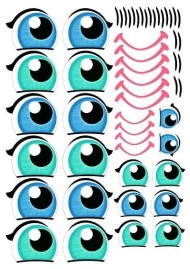 Наклейки на шары Глаза Рты №10 1960-10 (на листе 6 комплектов)