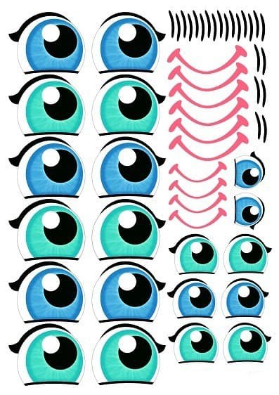 Наклейки на шары Глаза Рты №10 1960-10 (на листе 6 комплектов)
