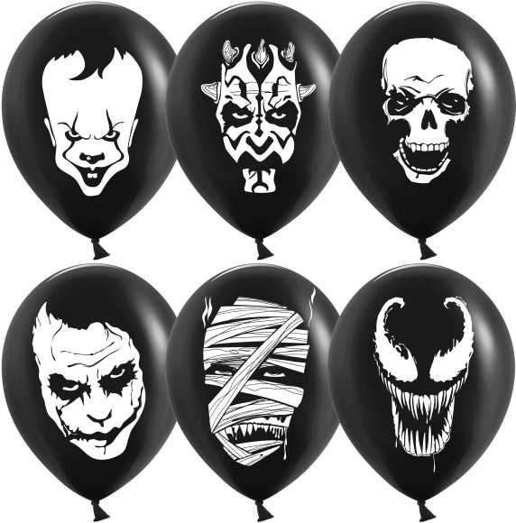 Шар латексный 12/30см пастель Мрачный клоун черный 1уп/25шт Арт 612867