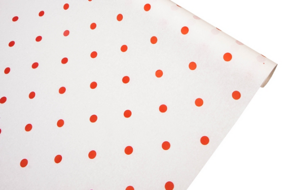 Бумага крафт Горох красный на белом 70см*10м см