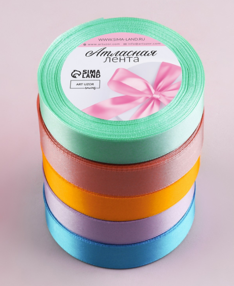 Лента Атласная Набор 5шт 20мм*25ярд Весенний Арт-3758786