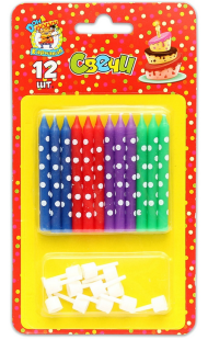 Свечи для торта Весёлые точки 12шт Арт-0455
