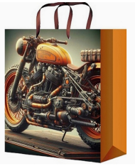 Сумочка пакет картон 264*327*80мм Ретро байк Арт-0382