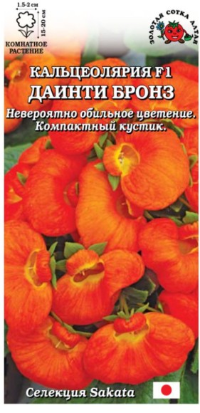 Цветы Кальцеолярия Даинти Бронз ЦВ/П (СОТКА) 5шт комнатное 15см