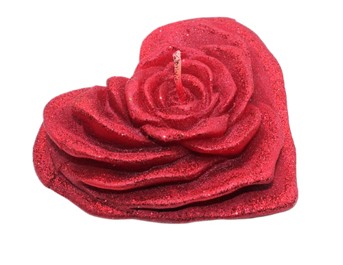 Свеча Сердце Роза Бордо 0489