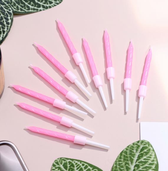 Свечи для торта С Днём Рождения Неоновые Розовые 10шт 3119577