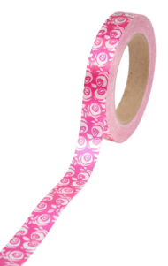 Лента Роза Крупная 2см*50ярд Белая на Малиновом