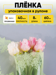 Пленка прозрачная с рисунком Ажур Зелёное Яблоко 60см/8м