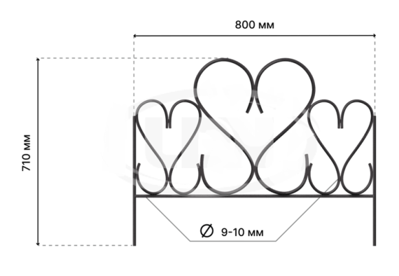 Заборчик металлический Амурный Бронза 4м (5секций) высота 71см