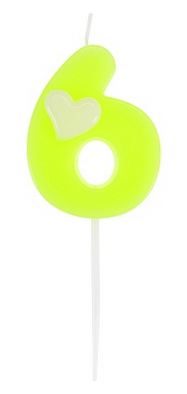 Свеча Цифра 6 с Сердечком С-2995