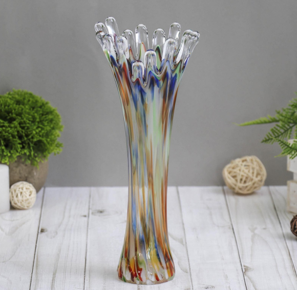 Ваза стеклянная Коралл Цветная Н-28см Арт-1025278