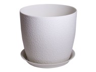 Горшок Верона 180мм 3лит Белый Ротанг с поддоном М-3097 (М-пл)