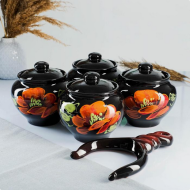 Горшки духовые Набор Маки с ухватом 4шт*850мл Арт-6937987