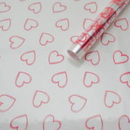 Пленка прозрачная с рисунком Сердечки контурные Малиновые 70см/200гр