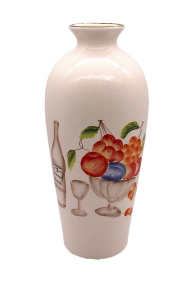 Ваза керамическая Фрукты в чаше Горло узкое Арт-J31-15-a22-12 Н-30см