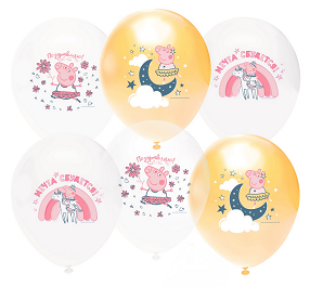 Шар латексный 12/30см пастель Свинка Пеппа Принцесса-Волшебница 1уп/25шт Арт 501108