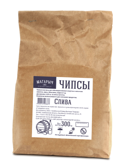 Чипсы деревянные МАГАРЫЧ Слива 300гр Слабый обжиг (1уп/10шт) ЗАЛ УПАКОВКА
