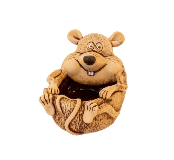 Кашпо Мышь на Спинке (ЗОЛОТОЕ) D-10см