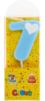 Свеча Цифра 7 с Сердечком Арт-С-2996