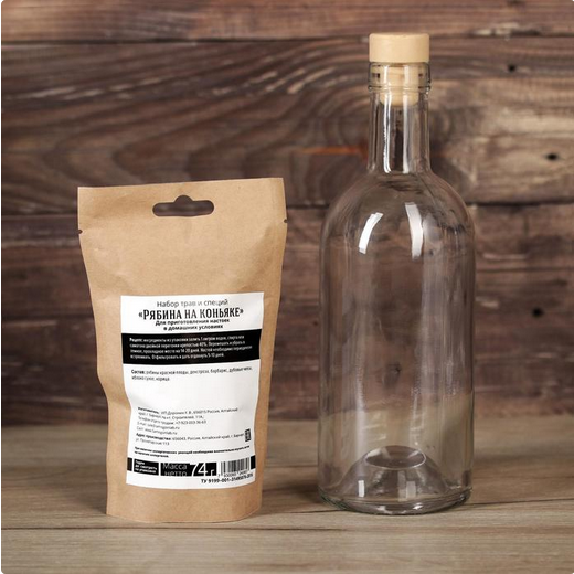Набор для приготовления напитка Рябина на коньяке (Штоф 500мл+специи+инструкция) 4387158 Набор для приготовления напитка Рябина на коньяке (Штоф 500мл+специи+инструкция) 4387158