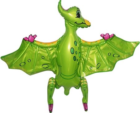 Шар фольгированный 32/81см ходячая фигура Динозавр Птеродактиль зеленый